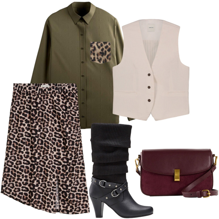 Outfit donna - Con leggerezza da amici. Stile Sporty chic per Tutti i giorni. Abbinamento con stivali, gonne, borse a mano, camicie, gilet.