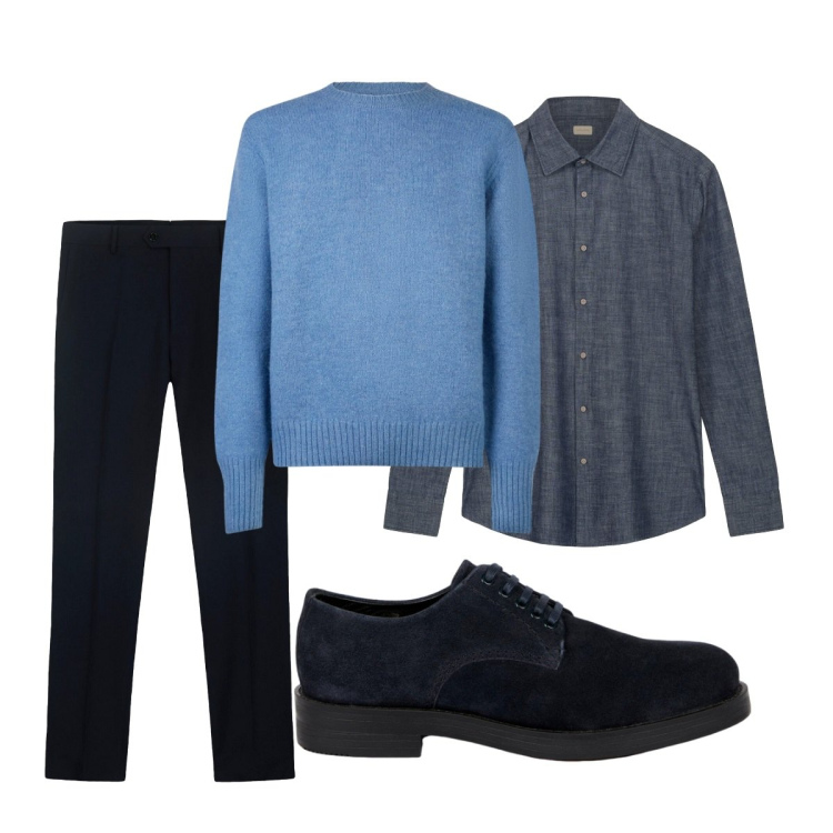 Outfit uomo - Total look #2276638. Stile Casual per Tutti i giorni. Abbinamento con scarpe stringate, camicie, maglieria, pantaloni.