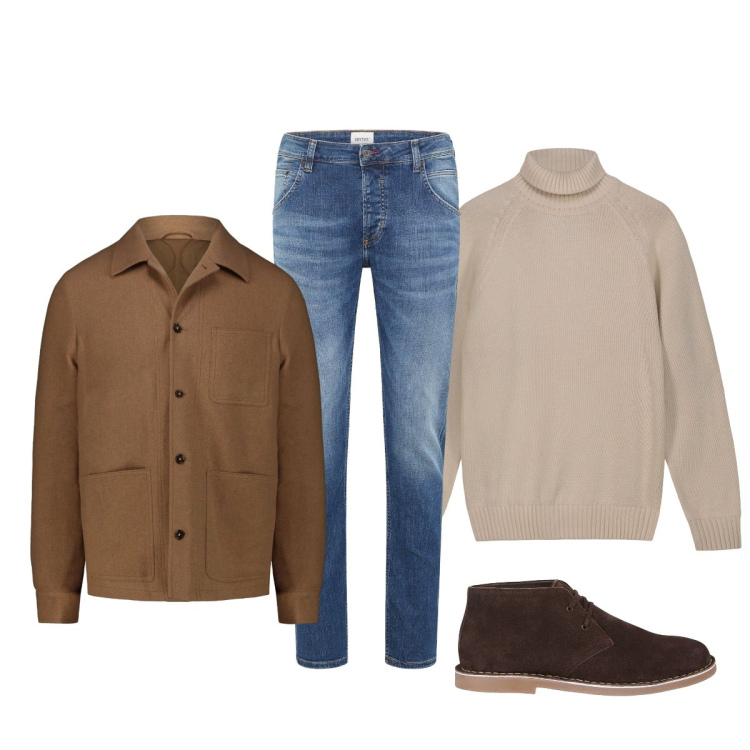 Outfit uomo - Total look #2276640. Stile Trendy per Ufficio. Abbinamento con jeans dritti, stivali e stivaletti, pullovers, cappotti.