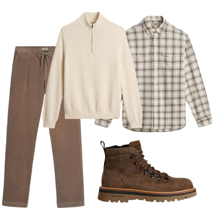 Outfit uomo - Total look #2276644. Stile Trendy per Tutti i giorni. Abbinamento con pantaloni, maglieria, stivali e stivaletti, camicie.