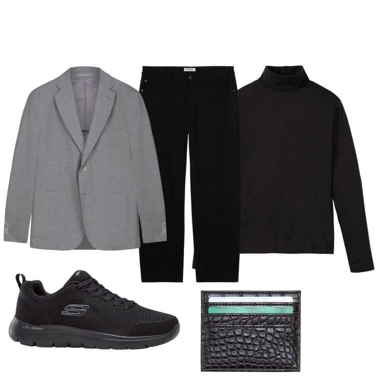 Outfit uomo - Total look #2276646. Stile Casual per Tutti i giorni. Abbinamento con maglieria, sneakers, pantaloni, giacche, portafogli.