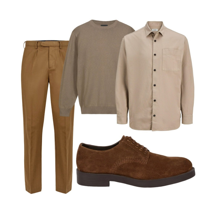 Outfit uomo - Total look #2276673. Stile Business/Elegante per Ufficio. Abbinamento con camicie, scarpe stringate, pantaloni, maglieria.