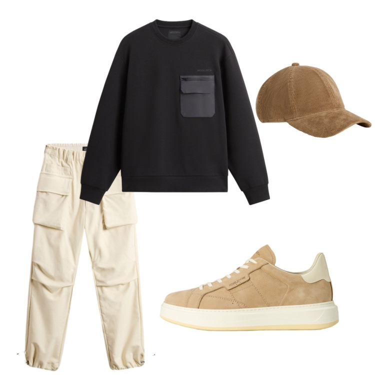 Outfit uomo - Ottobre. Stile Casual per Tutti i giorni. Abbinamento con pantaloni, sneakers, felpe, cappelli con visiera.