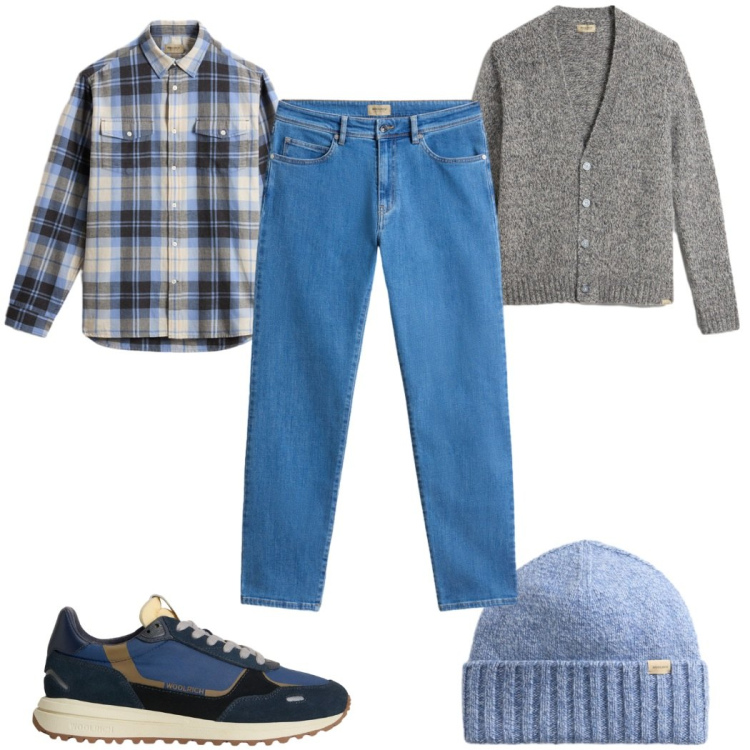 Outfit uomo - Total look #2276689. Stile Trendy per Tutti i giorni. Abbinamento con pantaloni, sneakers, cardigans, camicie, berretti.