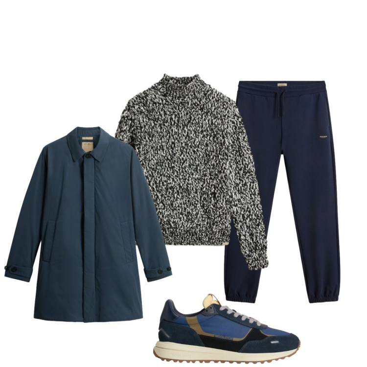 Outfit uomo - Total look #2276692. Stile Trendy per Ufficio. Abbinamento con maglieria, sneakers, pantaloni, cappotti.