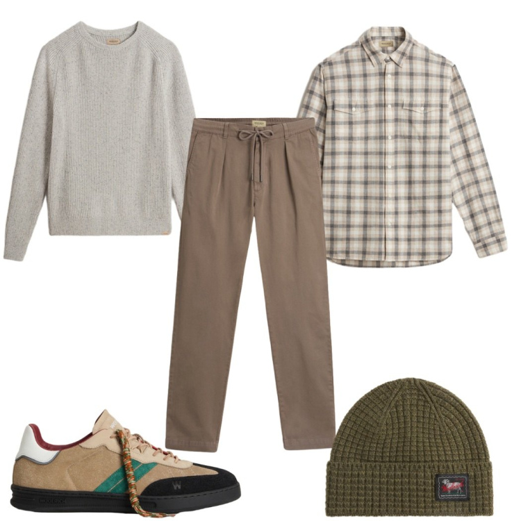 Outfit uomo - Total look #2276693. Stile Trendy per Tutti i giorni. Abbinamento con pantaloni, sneakers, camicie, maglieria, berretti.