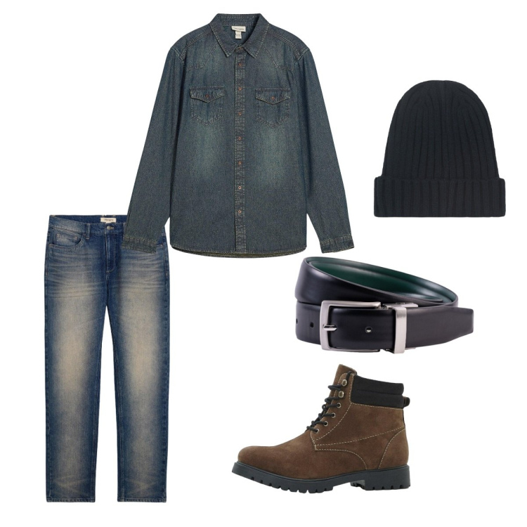 Outfit uomo - Ottobre. Stile Casual per Tutti i giorni. Abbinamento con jeans dritti, camicie, stivali e stivaletti, cinture, berretti.
