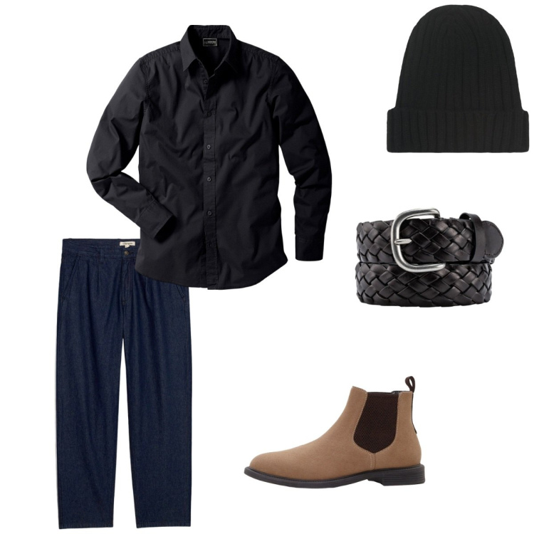 Outfit uomo - Ottobre. Stile Casual per Tutti i giorni. Abbinamento con camicie, stivali e stivaletti, jeans dritti, cinture, berretti.