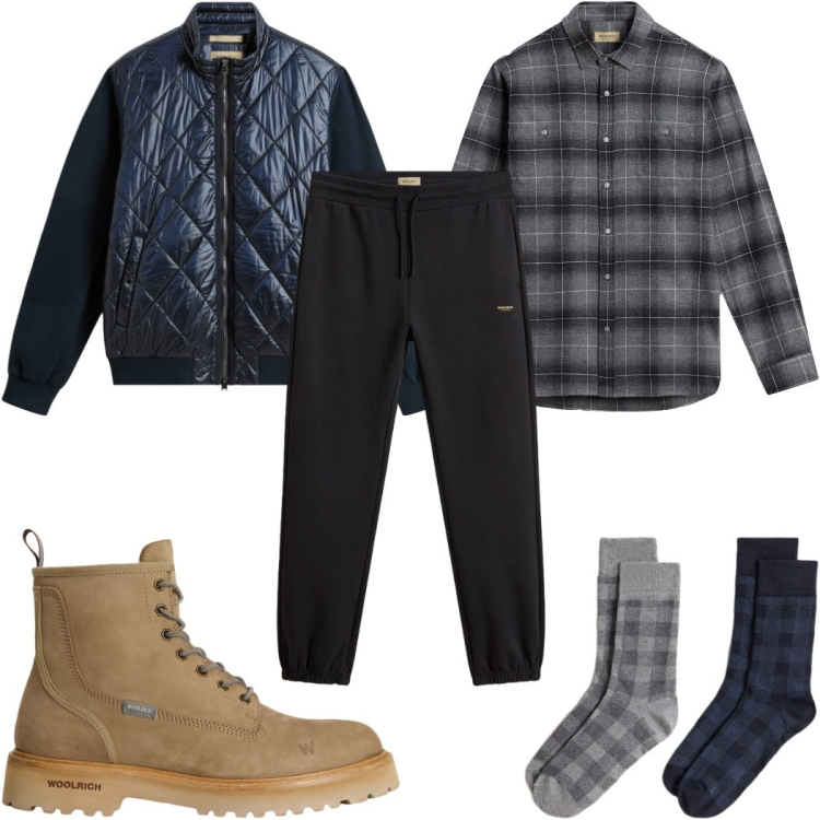 Outfit uomo - Total look #2276725. Stile Casual per Tutti i giorni. Abbinamento con pantaloni, anfibi, camicie, giacche, calzini.