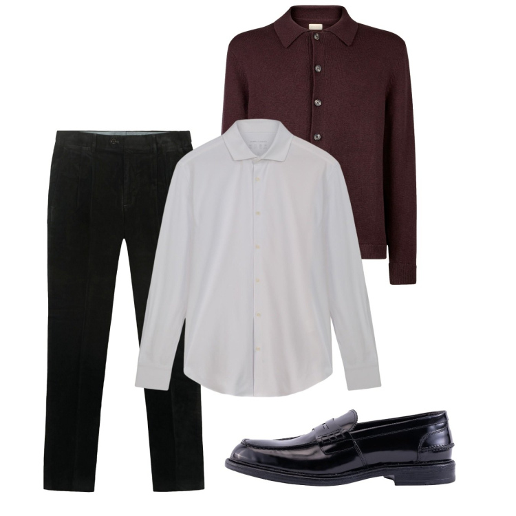Outfit uomo - Ottobre. Stile Casual per Serata speciale. Abbinamento con scarpe stringate, polo, camicie, pantaloni.