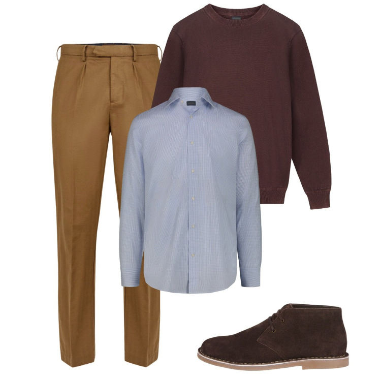 Outfit uomo - Ottobre. Stile Casual per Tutti i giorni. Abbinamento con pantaloni, stivali e stivaletti, maglieria, camicie.