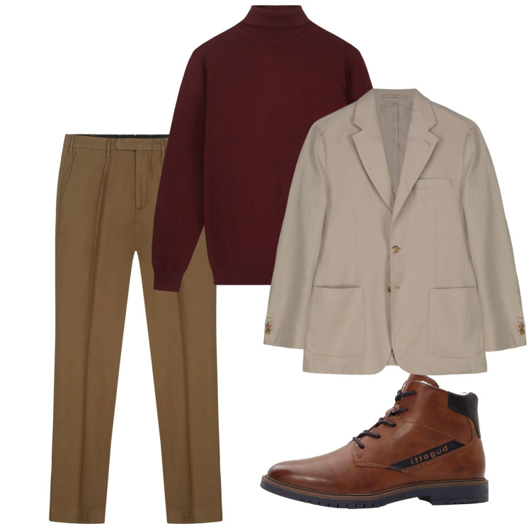 Outfit uomo - Ottobre. Stile Casual per Tutti i giorni. Abbinamento con stivali e stivaletti, giacche, maglieria, pantaloni.