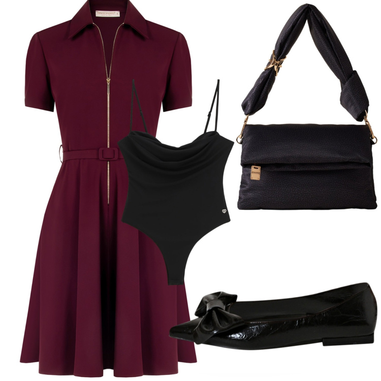 Outfit donna - Total look #2276751. Stile Casual per Serata fuori. Abbinamento con body, borse a tracolla, vestiti corti, ballerine.