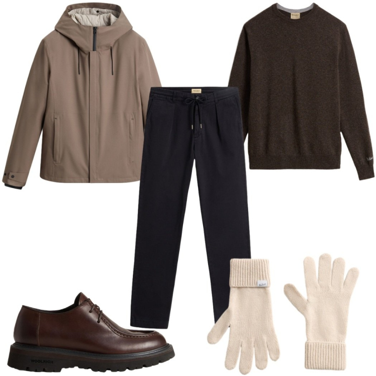 Outfit uomo - Total look #2276775. Stile Casual per Tutti i giorni. Abbinamento con scarpe stringate, pantaloni, giacche, maglieria, guanti.