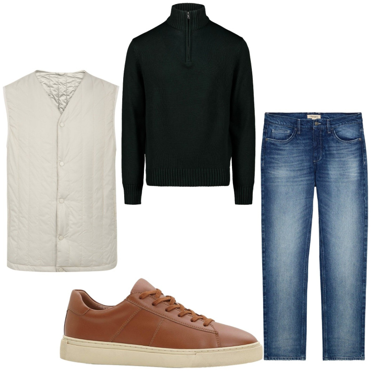 Outfit uomo - Jeans delavé. Stile Casual per Tutti i giorni. Abbinamento con jeans dritti, sneakers, piumini, maglieria.