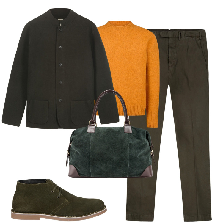 Outfit uomo - Novembre. Stile Urban per Tutti i giorni. Abbinamento con borse sportive, pantaloni, stivali e stivaletti, giacche, maglieria.