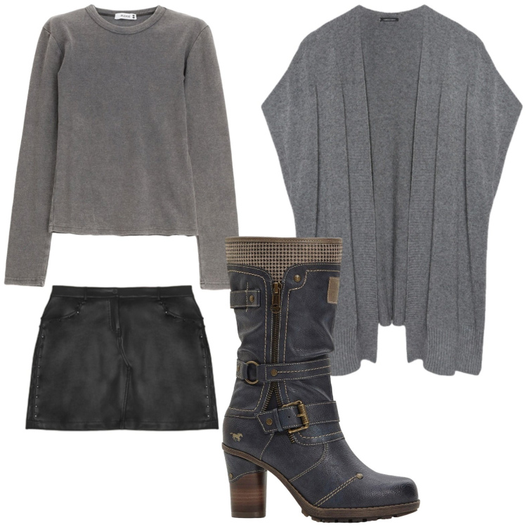 Outfit donna - La mantella funzionale. Stile Urban per Tutti i giorni. Abbinamento con stivali, maglieria, minigonne, gilet.