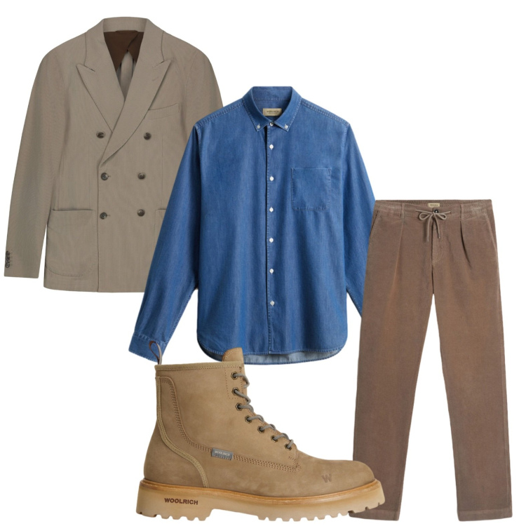 Outfit uomo - New look. Stile Trendy per Ufficio. Abbinamento con pantaloni, anfibi, camicie, giacche.