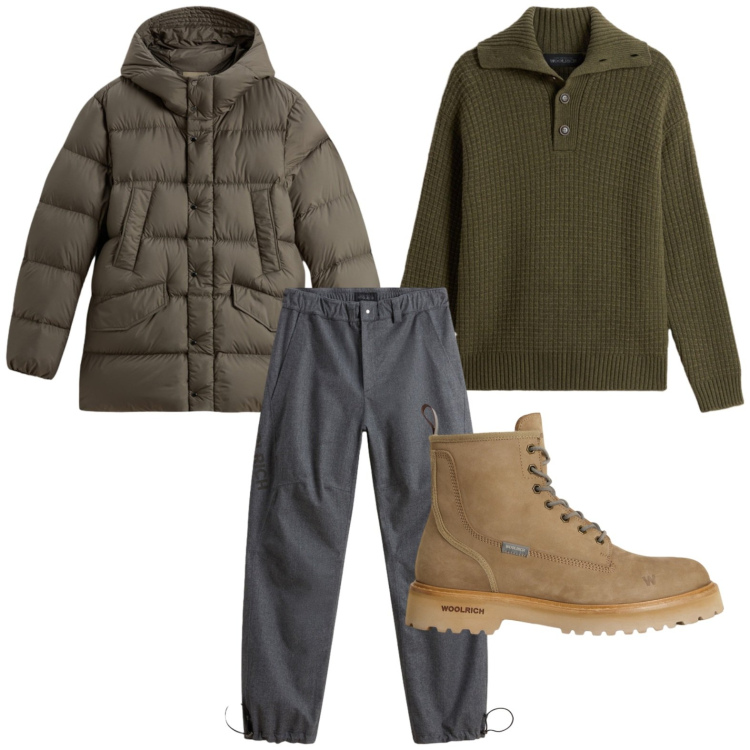 Outfit uomo - Capi di moda. Stile Trendy per Tutti i giorni. Abbinamento con pantaloni, anfibi, maglieria, parka.