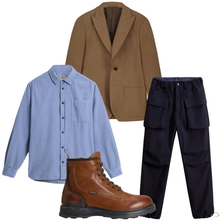 Outfit uomo - Casual chic. Stile Casual per Ufficio. Abbinamento con pantaloni, anfibi, camicie, giacche.