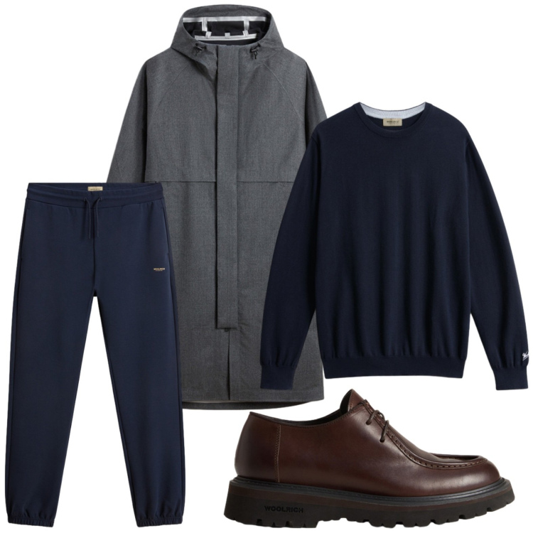 Outfit uomo - Eleganza autunnale. Stile Casual per Ufficio. Abbinamento con scarpe stringate, pantaloni, cappotti, maglieria.