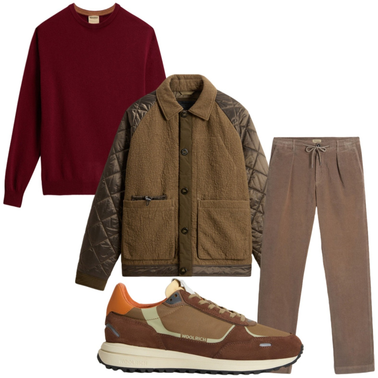 Outfit uomo - Colori autunnali. Stile Casual per Ufficio. Abbinamento con pantaloni, sneakers, maglieria, giacche.
