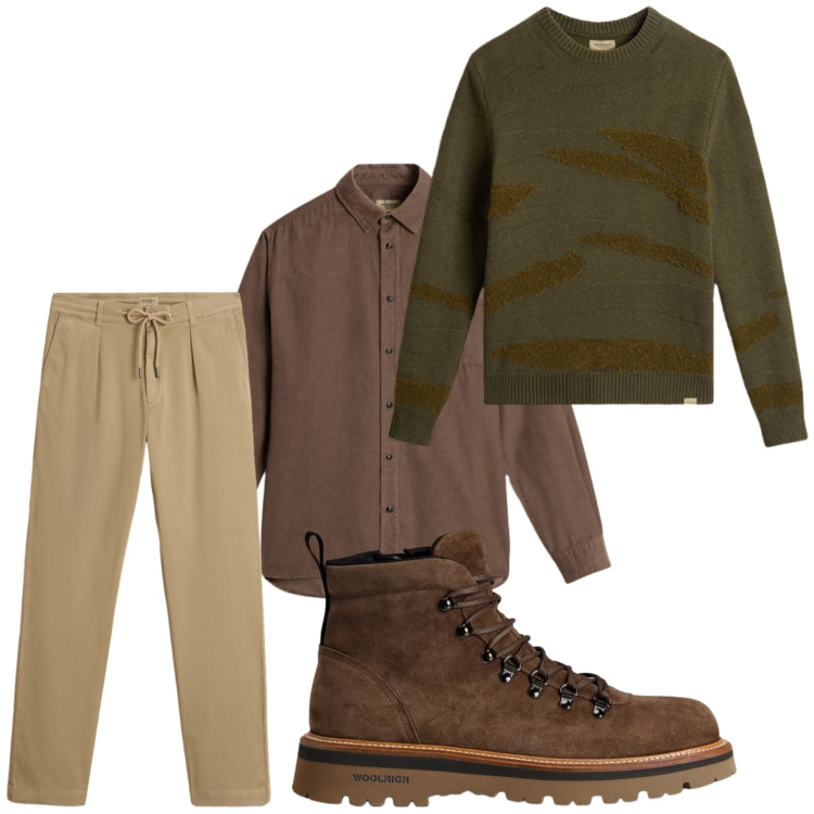 Outfit uomo - Foliage. Stile Trendy per Tutti i giorni. Abbinamento con pantaloni, stivali e stivaletti, maglieria, camicie.