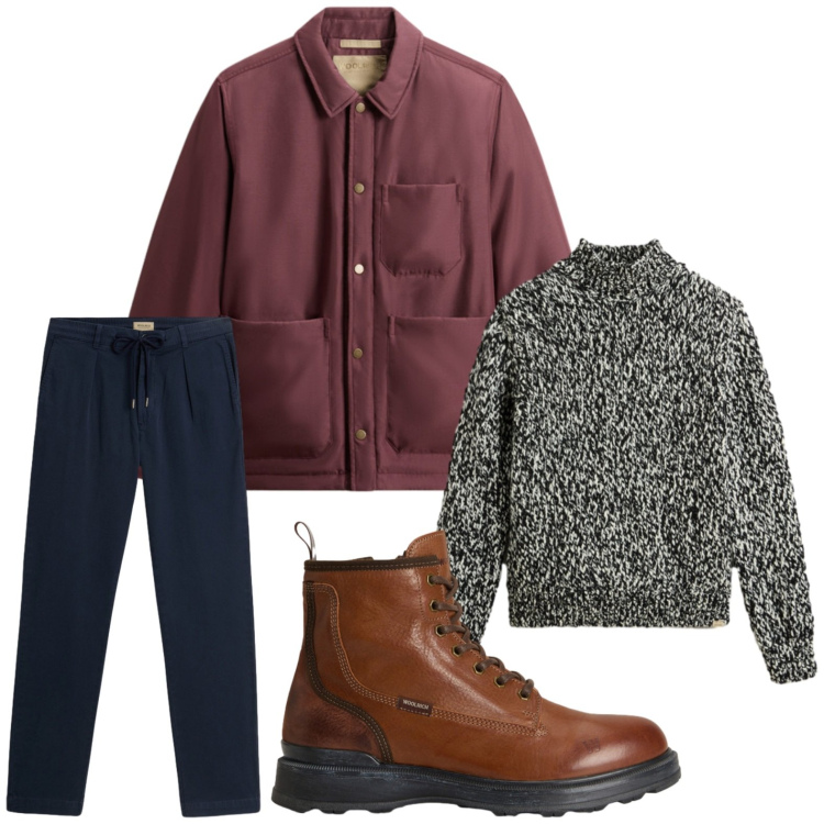 Outfit uomo - Minimal. Stile Casual per Ufficio. Abbinamento con maglieria, pantaloni, anfibi, giacche.