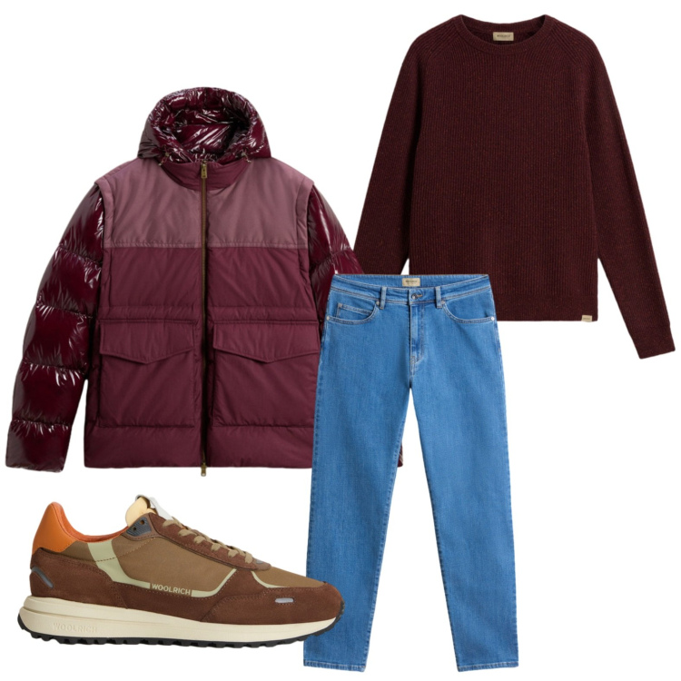 Outfit uomo - Street style. Stile Casual per Tutti i giorni. Abbinamento con pantaloni, sneakers, piumini, maglieria.