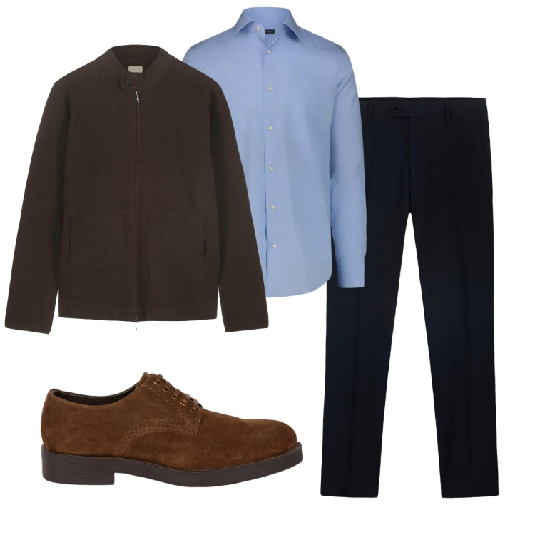 Outfit uomo - Total look #2276969. Stile Business/Elegante per Ufficio. Abbinamento con pantaloni, scarpe stringate, camicie, bomber.