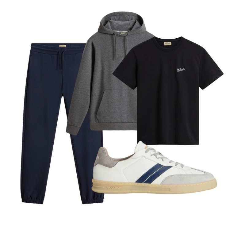 Outfit uomo - Total look #2276970. Stile Casual per Tutti i giorni. Abbinamento con pantaloni, felpe con cappuccio, sneakers, t-shirt.