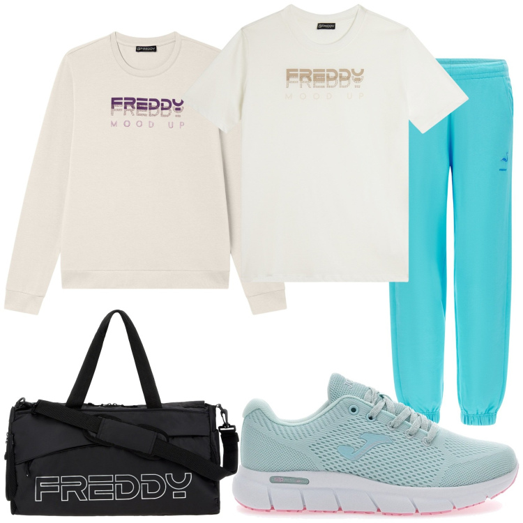 Outfit donna - Sportivo. Stile Urban per Tutti i giorni. Abbinamento con borse sportive, pantaloni, t-shirt, felpe, sneakers.