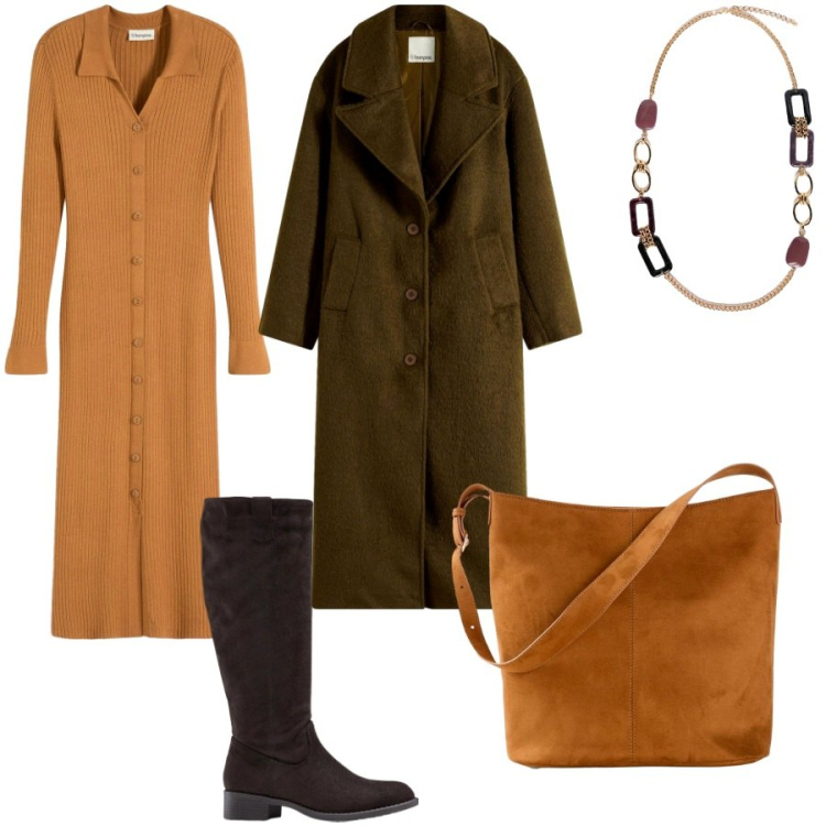 Outfit donna - My comfy outfit. Stile Casual chic per Tutti i giorni. Abbinamento con stivali, vestiti, cappotti, borse a mano, collane.