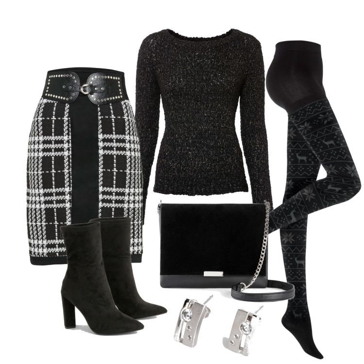 Outfit femme - Novembre. Style Tendance pour Tous les jours. Assortir avec robes, collants, boucles d'oreilles, sacs en bandoulière, pulls, bottines.