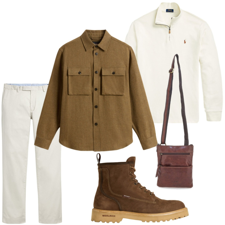 Outfit uomo - Un marsupio peso piuma. Stile Trendy per Tutti i giorni. Abbinamento con cappotti, anfibi, pantaloni chino, pullovers, portafogli.