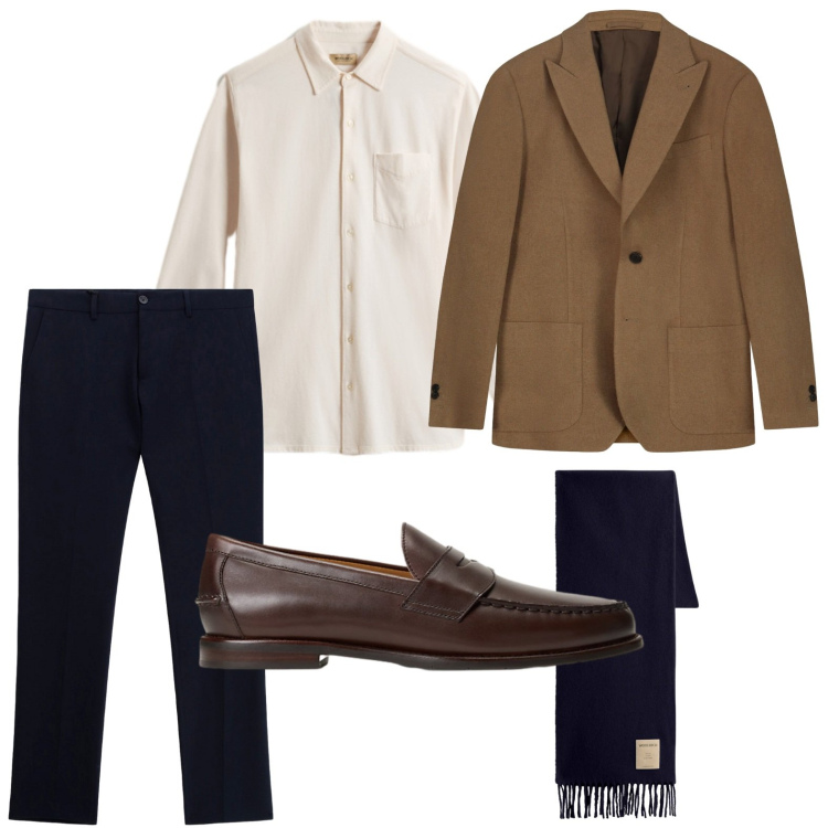 Outfit uomo - Stile da vendere. Stile Trendy per Ufficio. Abbinamento con pantaloni, camicie, sciarpe, scarpe stringate, giacche.