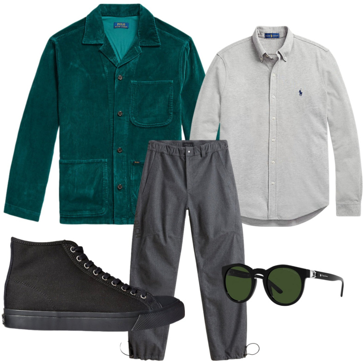 Outfit uomo - Stile audace. Stile Trendy per Ufficio. Abbinamento con pantaloni, sneakers, camicie, occhiali da sole, giacche.