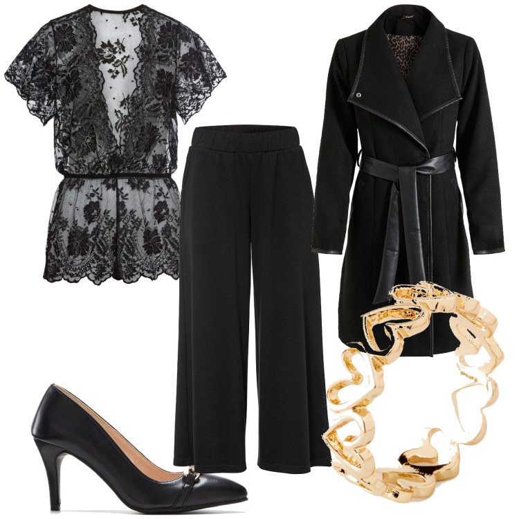 Outfit femme - Basique. Style Basique pour Soirée dehors. Assortir avec combishort, manteaux, pantalon , bagues, chaussures à talon.