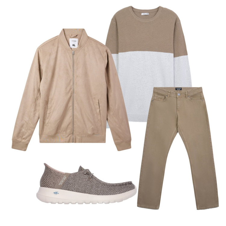 Outfit uomo - Total look #2277238. Stile Casual per Tutti i giorni. Abbinamento con bomber, jeans, maglieria, sneakers.