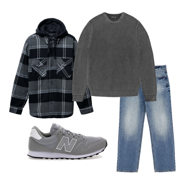 Outfit uomo - Total look #2277242. Stile Trendy per Tutti i giorni. Abbinamento con maglieria, giacche, jeans, sneakers.