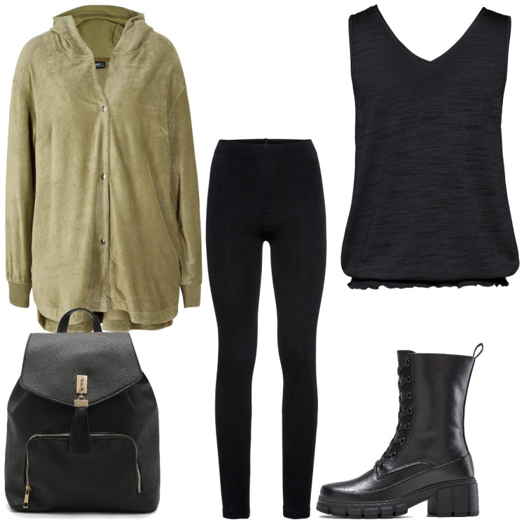 Outfit femme - Chemise casual. Style Casual pour Tous les jours. Assortir avec hauts, bottes, sweats à capuche, legging, sacs à dos.