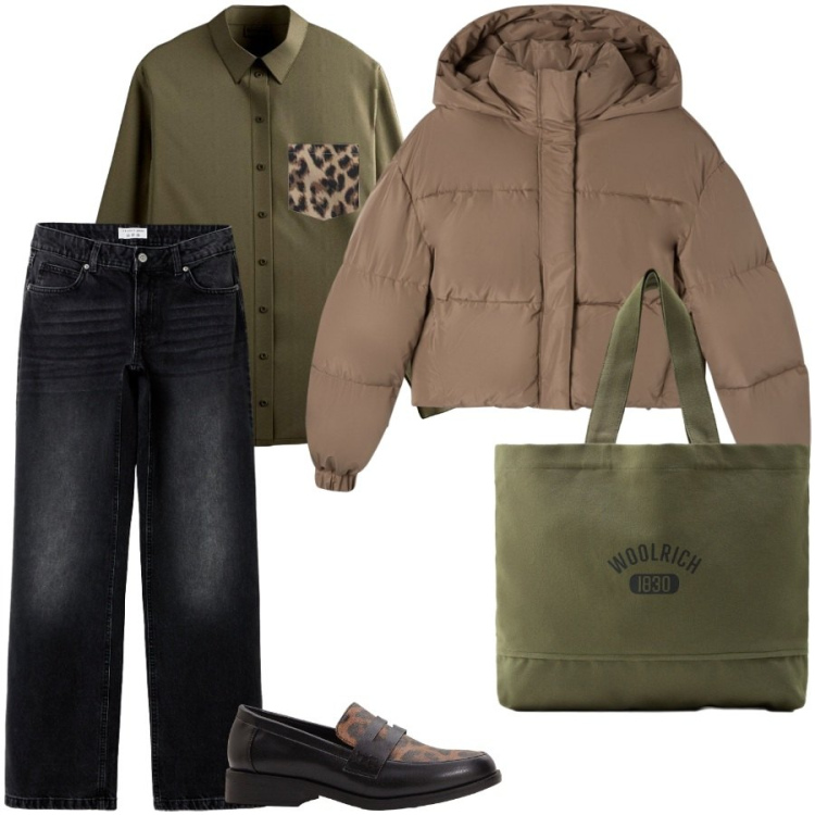 Outfit donna - University. Stile Casual per Tutti i giorni. Abbinamento con mocassini, camicie, jeans, bomber, borse tote.