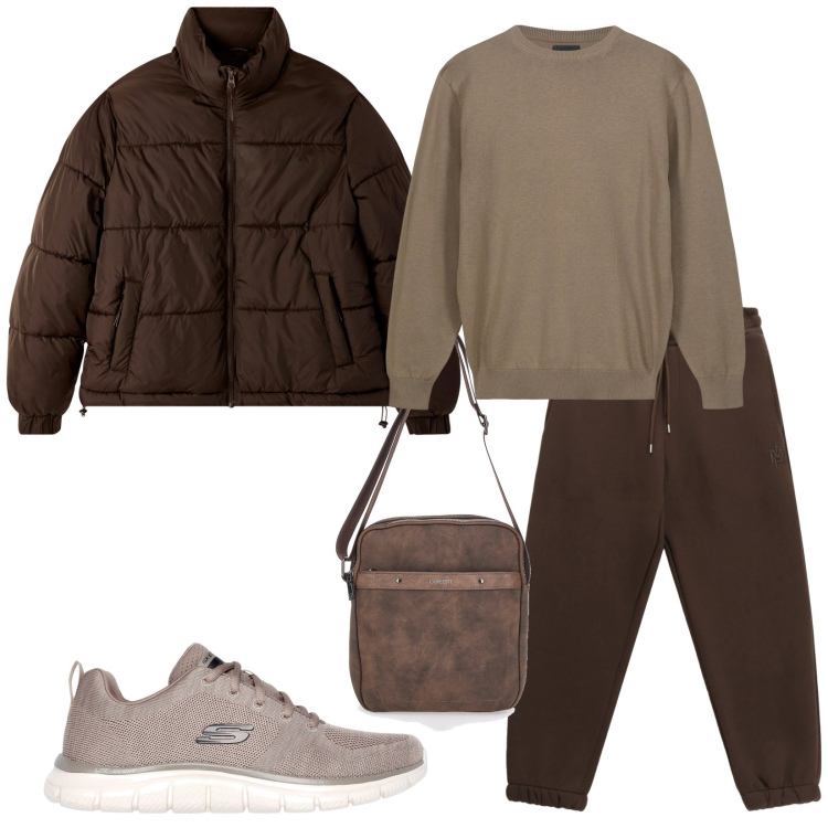 Outfit uomo - Total look #2277307. Stile Urban per Tutti i giorni. Abbinamento con bomber, pantaloni, portafogli, maglieria, sneakers.