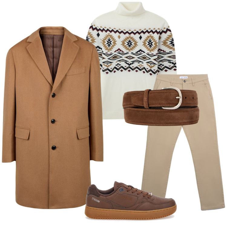 Outfit uomo - Total look #2277314. Stile Urban per Serata speciale. Abbinamento con maglieria, pantaloni chino, cinture, cappotti, sneakers.