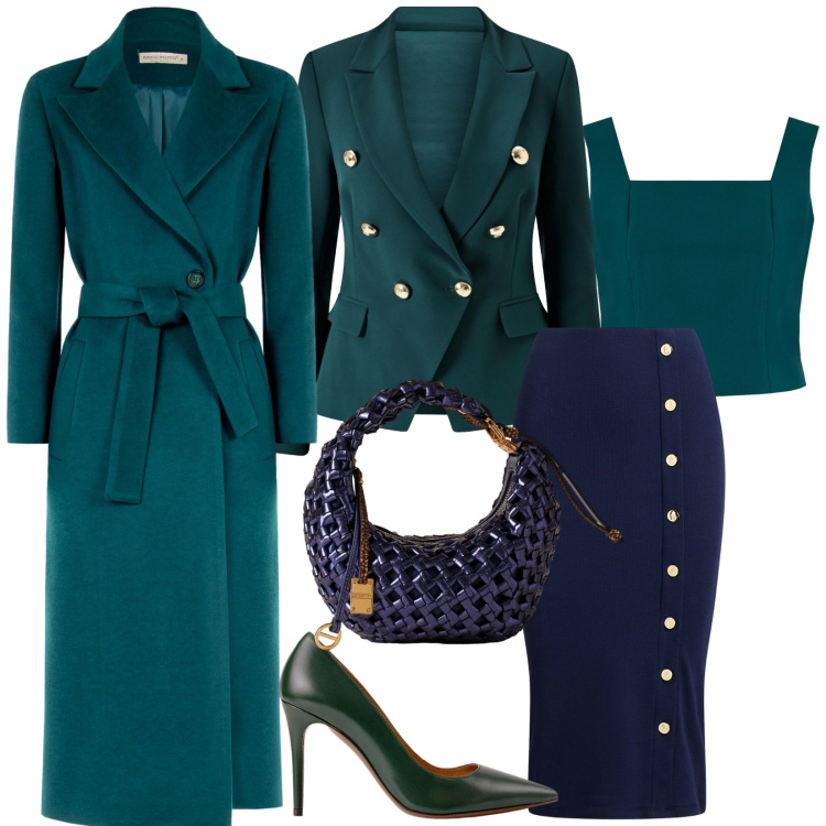 Outfit donna - Cerimonia. Stile Glamour per Cerimonia. Abbinamento con top, blazer, cappotti, décolleté, gonne, borse a mano.
