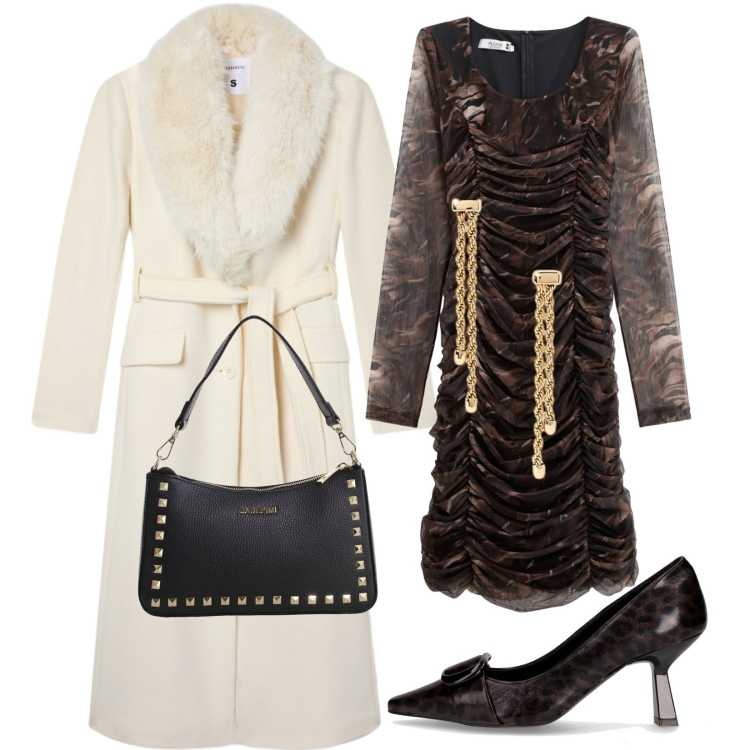 Outfit donna - Total look #2277337. Stile Glamour per Cerimonia. Abbinamento con cappotti, vestiti, pochette, orecchini, décolleté.