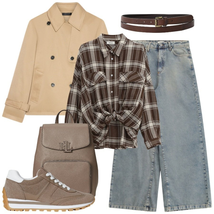 Outfit donna - Comfy autunnale - FDCI. Stile Casual chic per Tutti i giorni. Abbinamento con cinture, camicie, jeans, sneakers, zaini, trench.