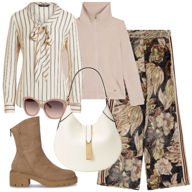 Outfit donna - Comfy autunnale - FDCI. Stile Casual chic per Tutti i giorni. Abbinamento con pantaloni, felpe, borse a spalla, occhiali da sole, camicie, stivaletti.