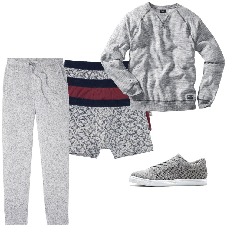 Outfit homme - Casual #17638. Style Casual pour Tous les jours. Assortir avec sweat-shirts, sneakers, pantalon , boxers.