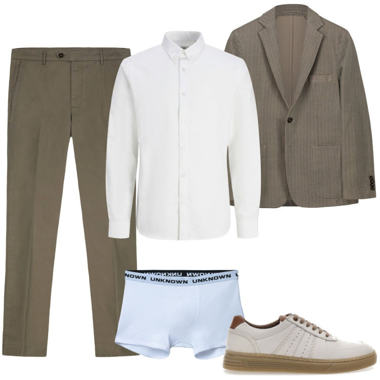 Outfit uomo - Total look #2277435. Stile Business/Elegante per Ufficio. Abbinamento con camicie, boxer, scarpe stringate, giacche, pantaloni chino.